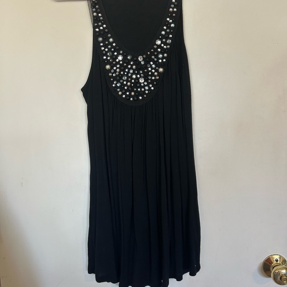 B'Leev Y2K Longline Tank Black with embellished neckline